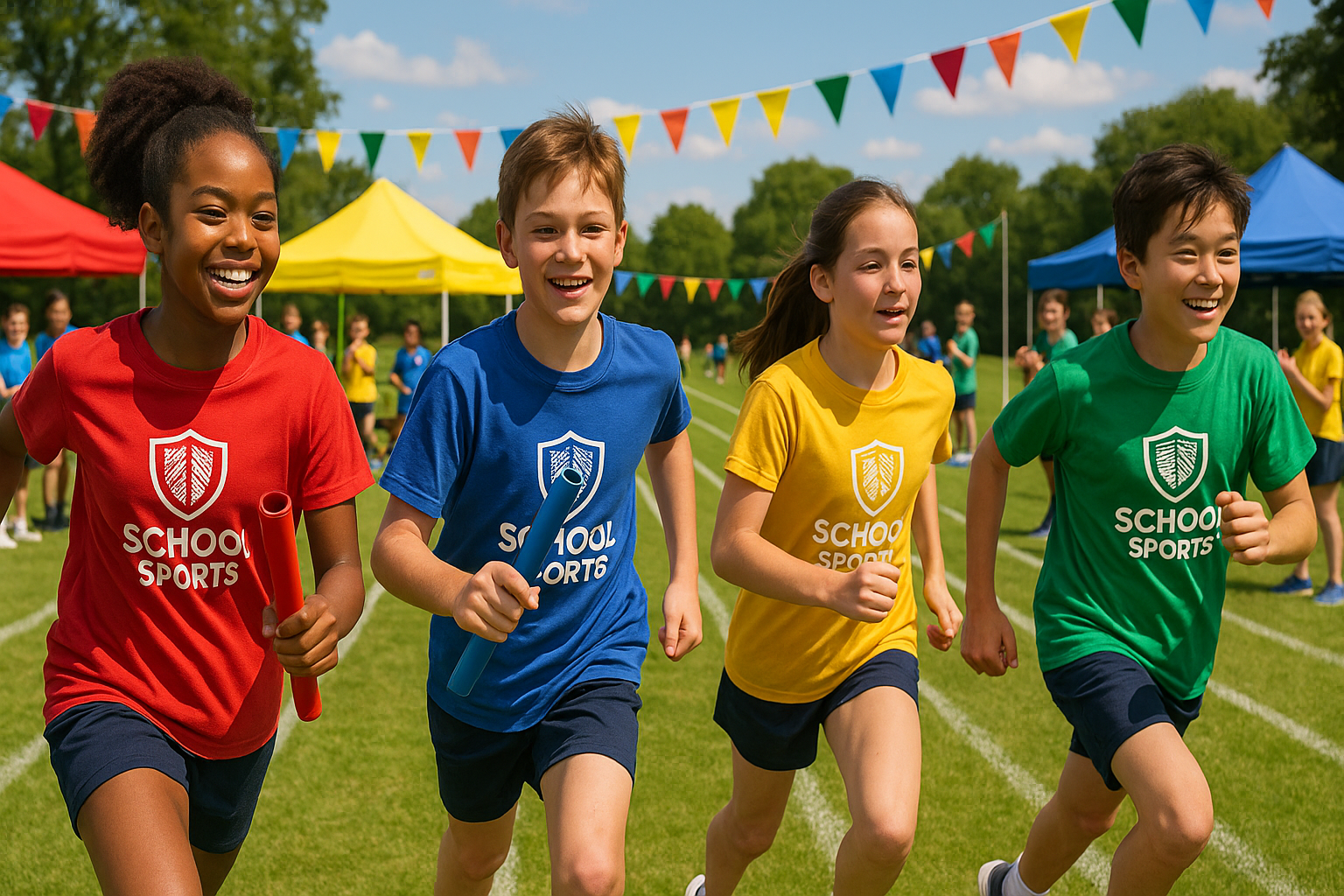 Field day teams in custom PE uniforms